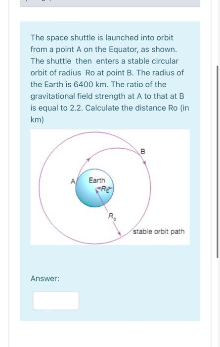 Solved The space shuttle is launched into orbit from a point | Chegg.com