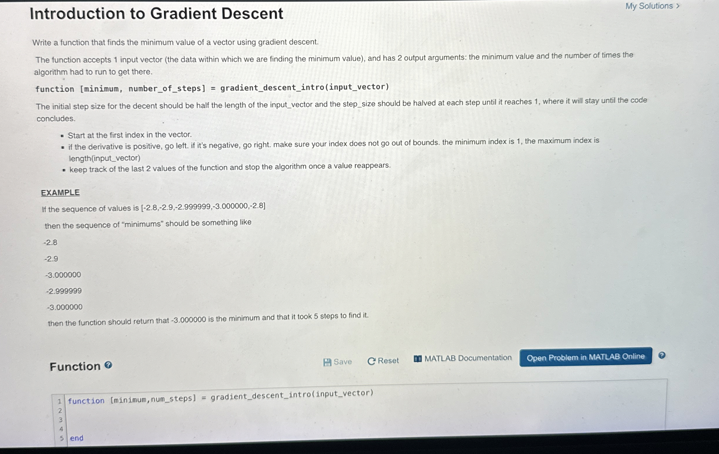 Solved Introduction to Gradient DescentMy Solutions >Write a | Chegg.com