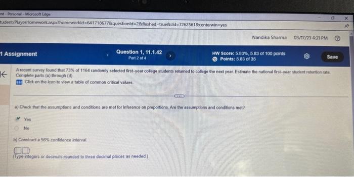 Solved A recent survey found that 73% of 1164 randomly | Chegg.com