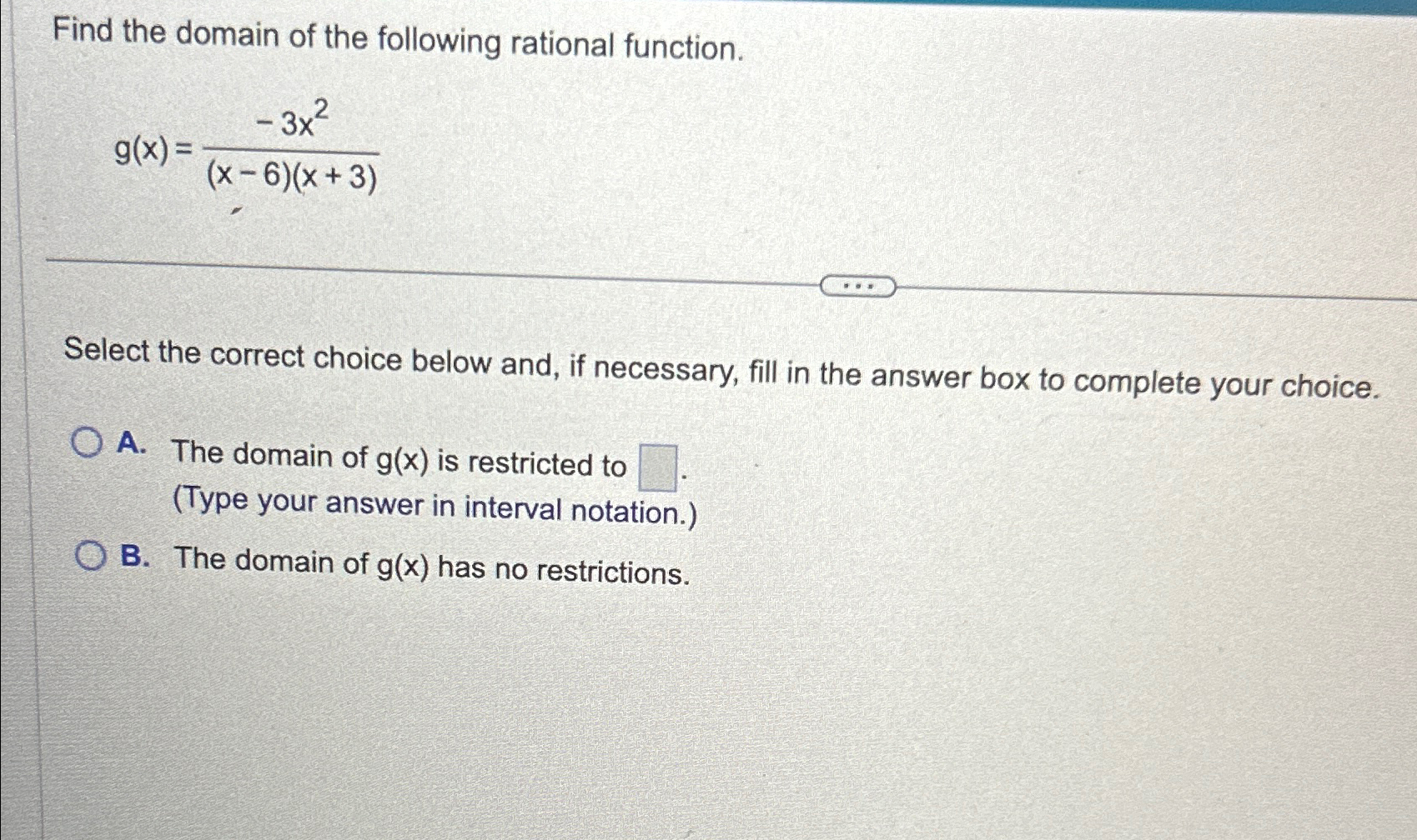 Solved Find the domain of the following rational | Chegg.com