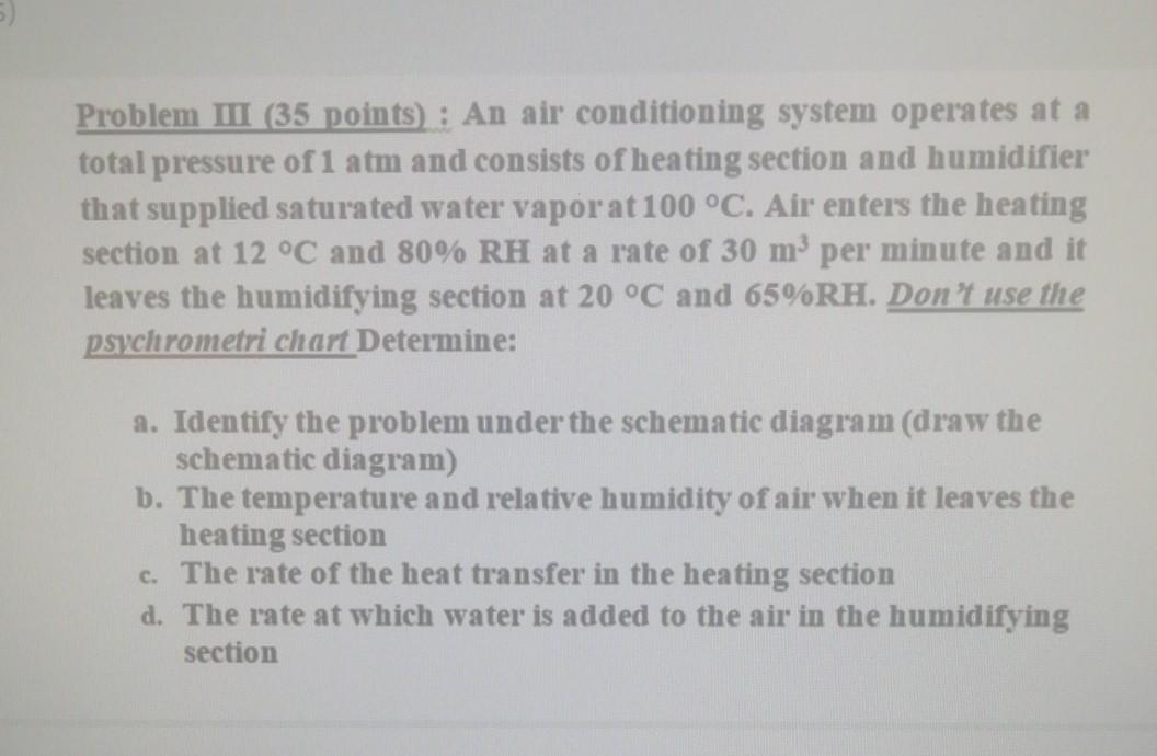 Solved Problem II (35 points) : An air conditioning system | Chegg.com