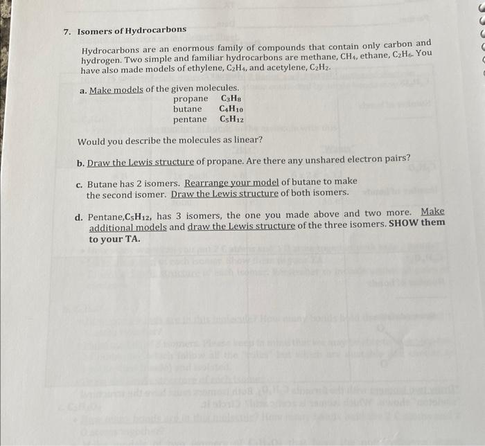 Solved Part 7Isomers of Hydrocarbons Hydrocarbons are an Chegg