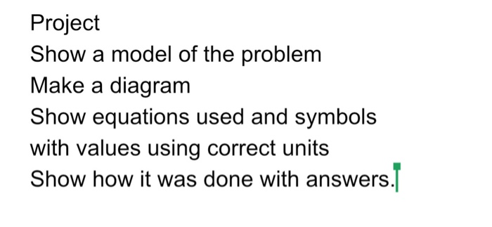 Solved Project Show a model of the problem Make a diagram | Chegg.com