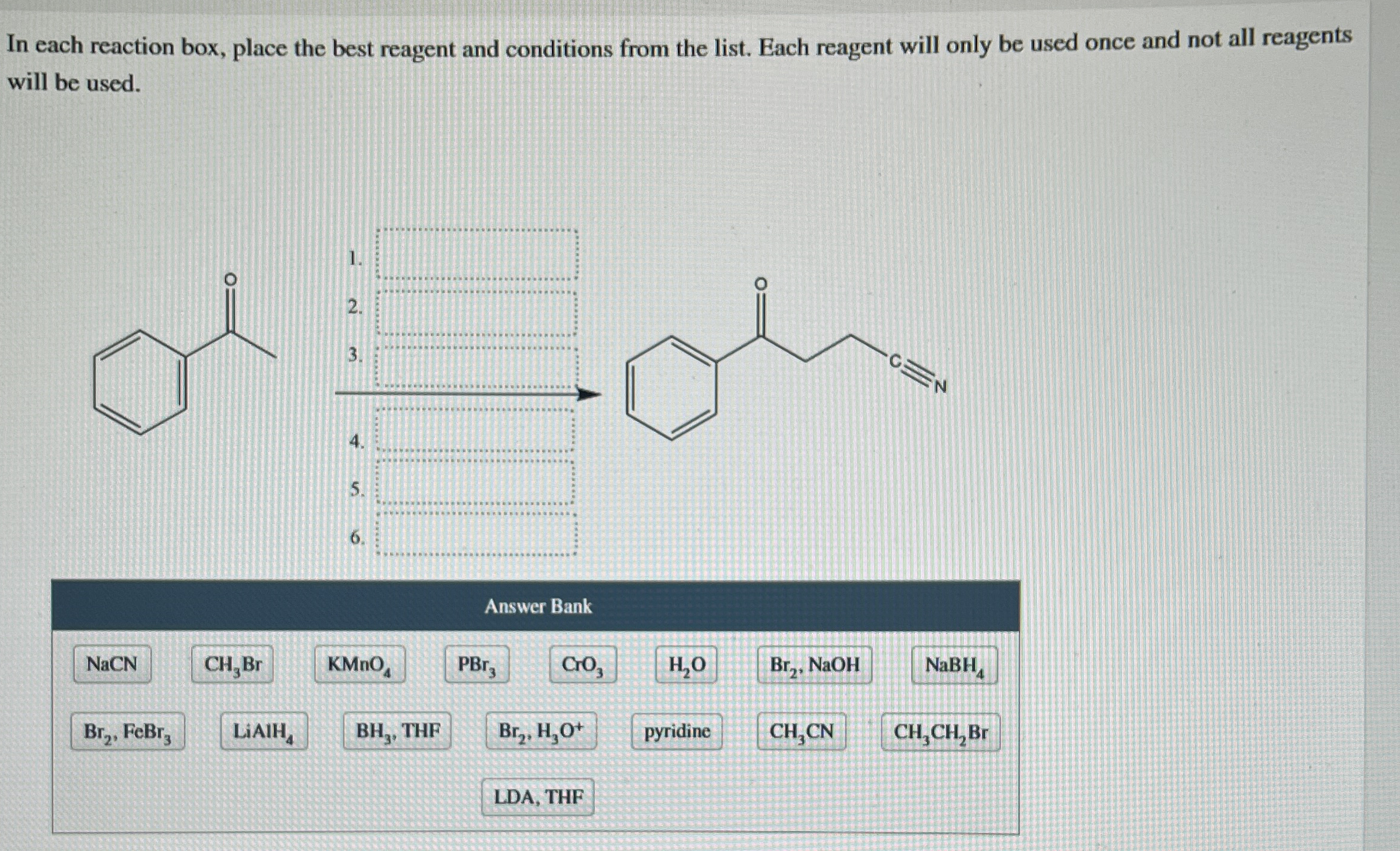 Solved In each reaction box, place the best reagent and | Chegg.com