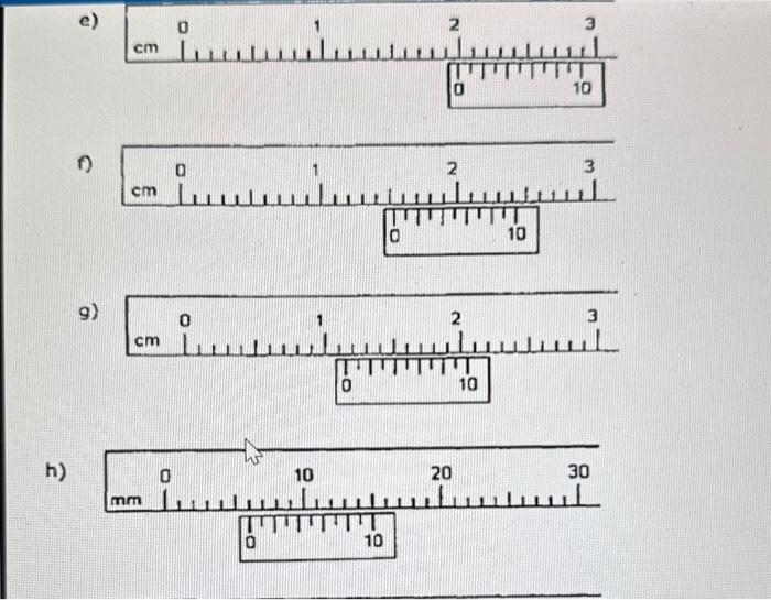 Solved Venier Caliper the folowing calipers have zero
