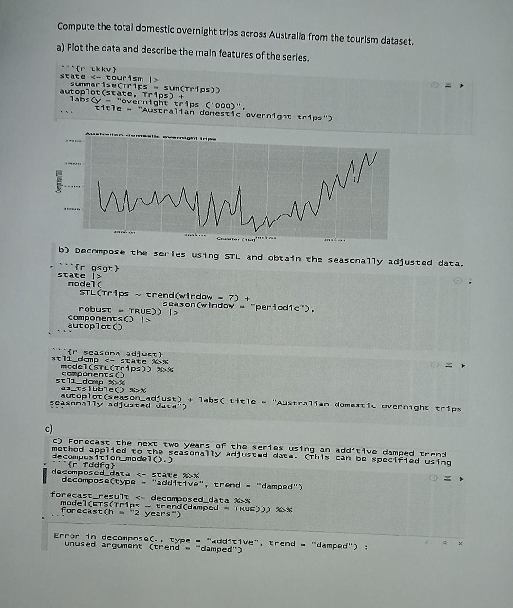 Solved I have shown my time series in part a) but I am | Chegg.com