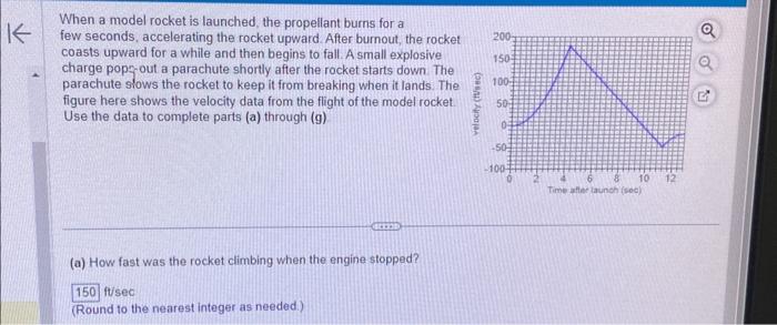 Solved When a model rocket is launched, the propellant burns | Chegg.com