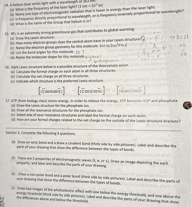 Solved 14. A helium laser emits light with a wavelength of