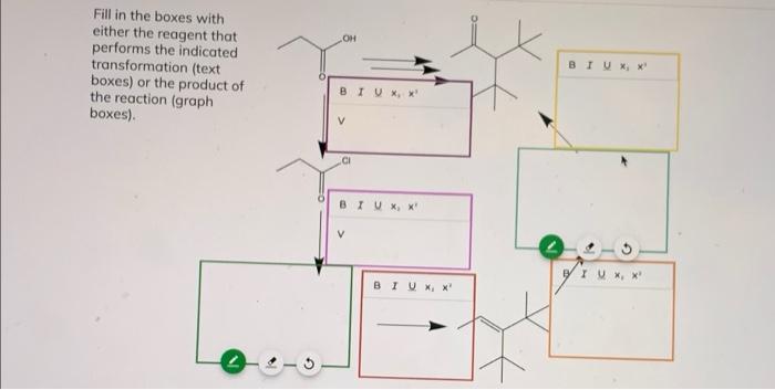 Solved OH Fill in the boxes with either the reagent that | Chegg.com