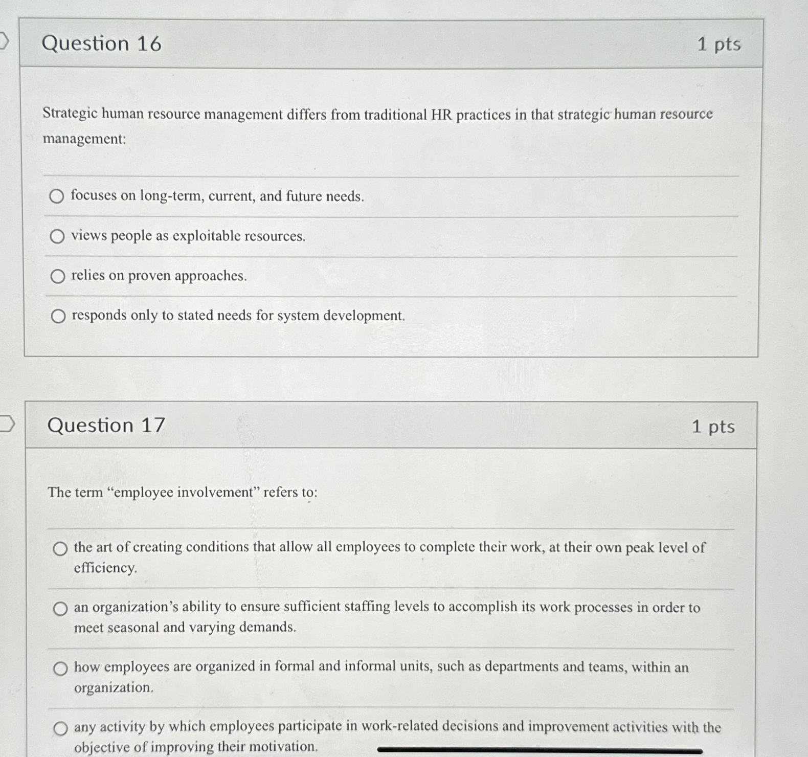 Solved Question 161ptsStrategic human resource management | Chegg.com