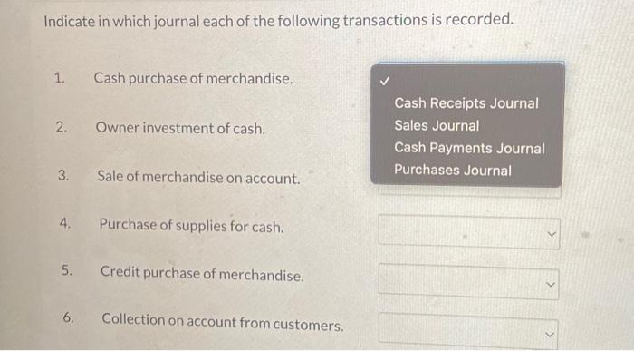 Solved Indicate in which journal each of the following | Chegg.com