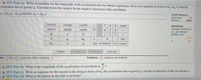 Solved (10%) Problem 7: Two blocks are connected by a string | Chegg.com