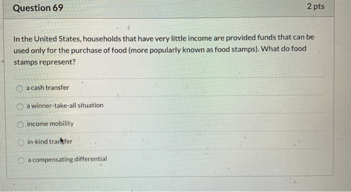 Solved Question 69 2 pts In the United States, households | Chegg.com