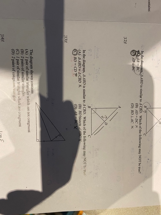 Solved Contains: B In The Diagram. 4 ABD Is Similar To 4 | Chegg.com