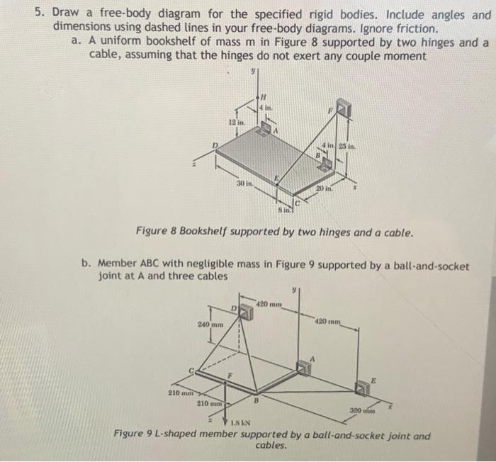 Solved 5. Draw a free-body diagram for the specified rigid | Chegg.com
