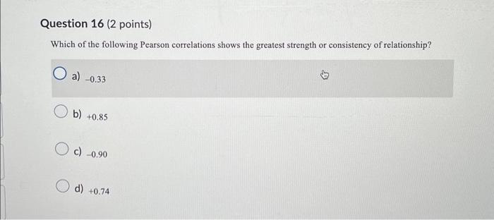 Solved Question 16 (2 points) Which of the following Pearson | Chegg.com