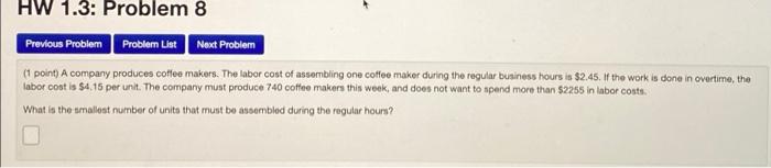 Solved HW 1.3: Problem 8 Previous Problem Problem List Next | Chegg.com