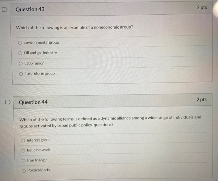 Solved Question 43 2 pts Which of the following is an | Chegg.com