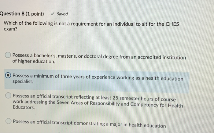 Solved Question 8 (1 point) Saved Which of the following is | Chegg.com