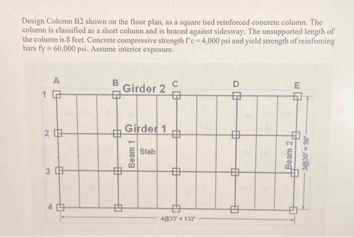 Design Column B2 shown on the floor plan, as a square | Chegg.com