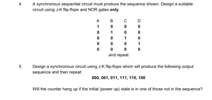 Solved 4. A synchronous sequential circuit must produce the | Chegg.com