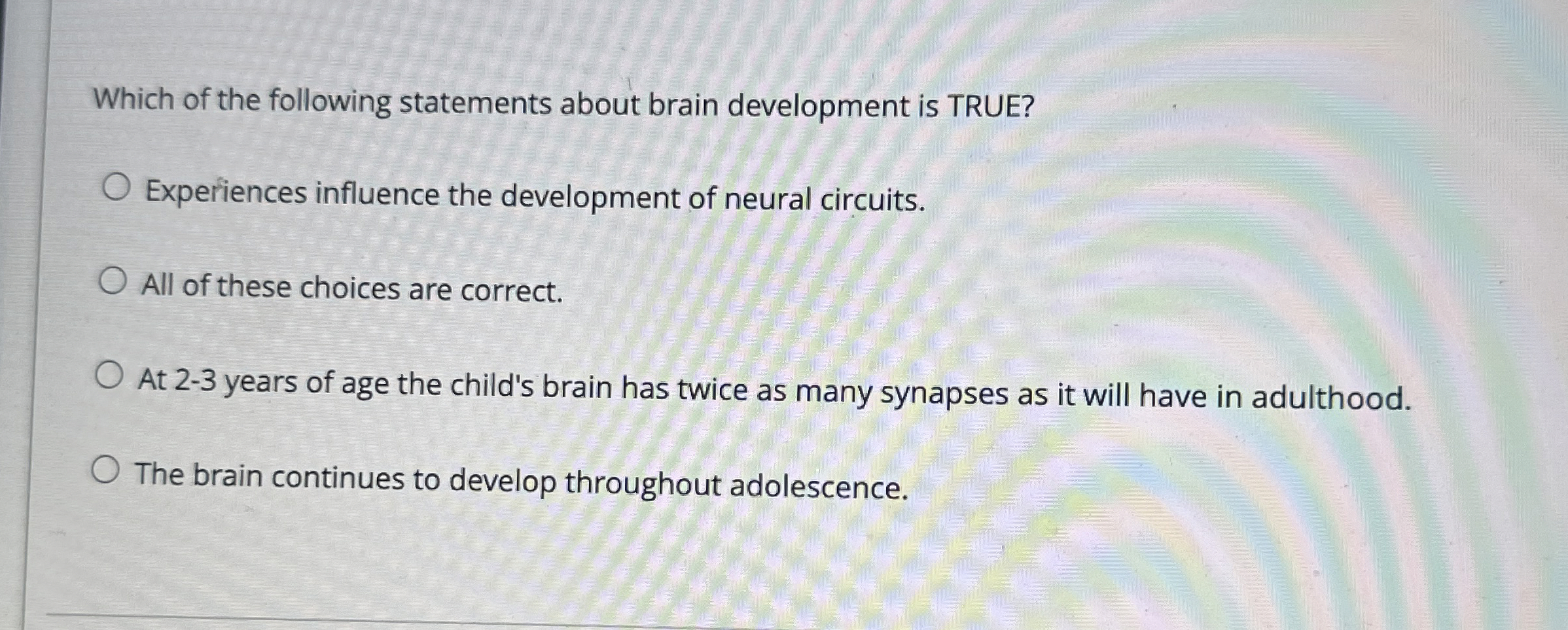 Solved Which of the following statements about brain | Chegg.com