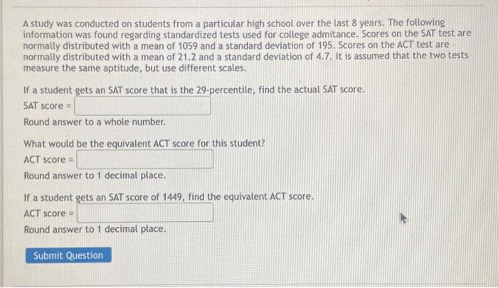 Solved A study was conducted on students from a particular | Chegg.com