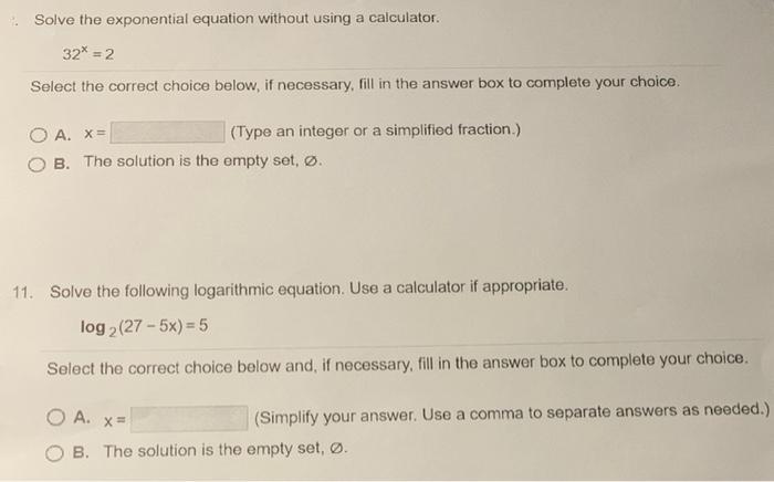 Solved Solve the exponential equation without using a | Chegg.com