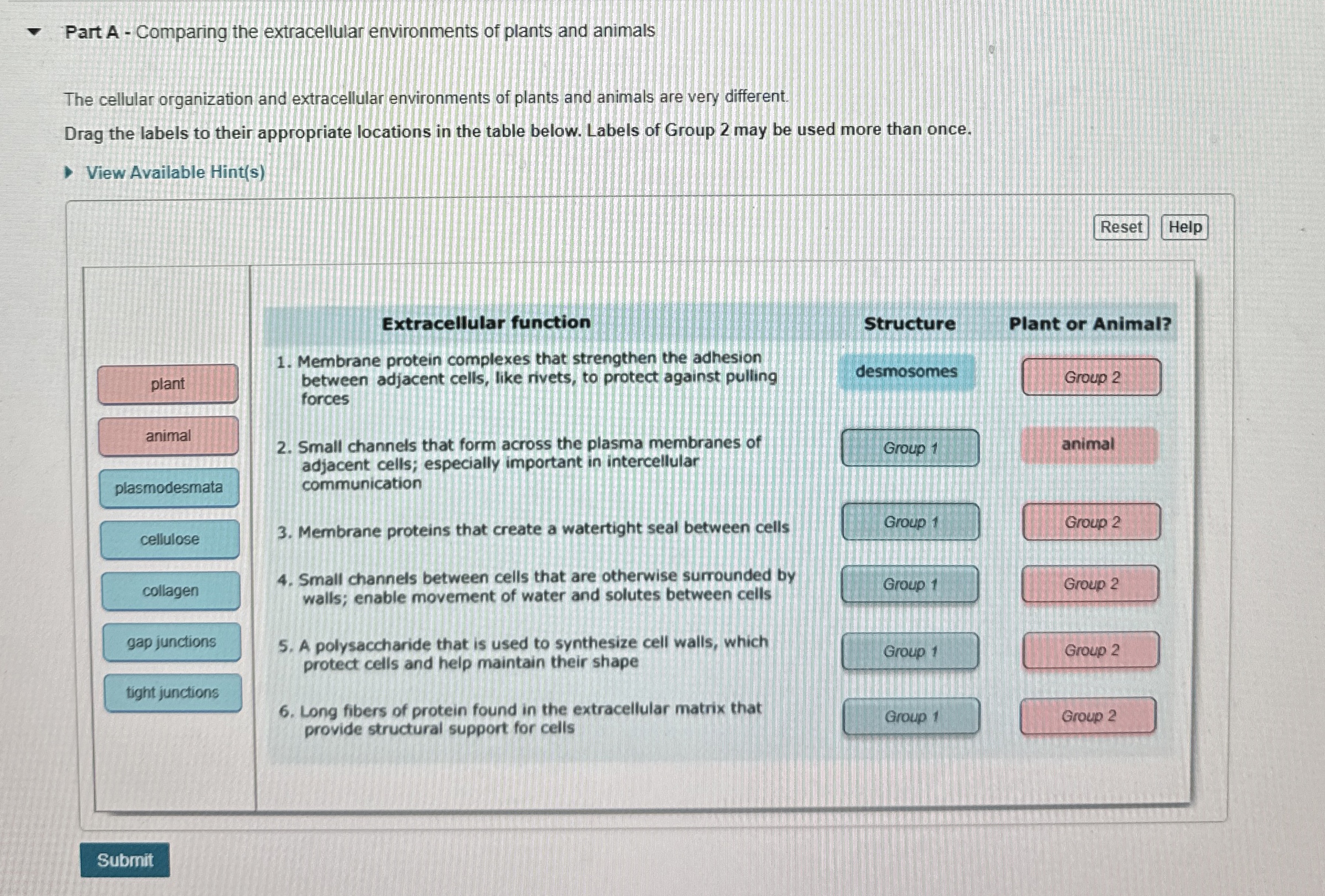 Solved Part A - ﻿Comparing the extracellular environments of | Chegg.com
