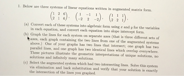 Solved 1. Below are three systems of linear equations | Chegg.com