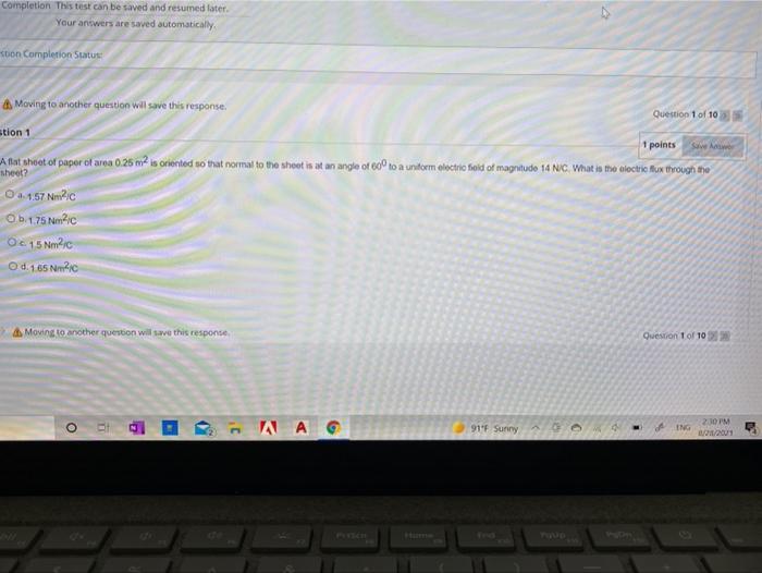 Solved Completion This test can be saved and resumed later.