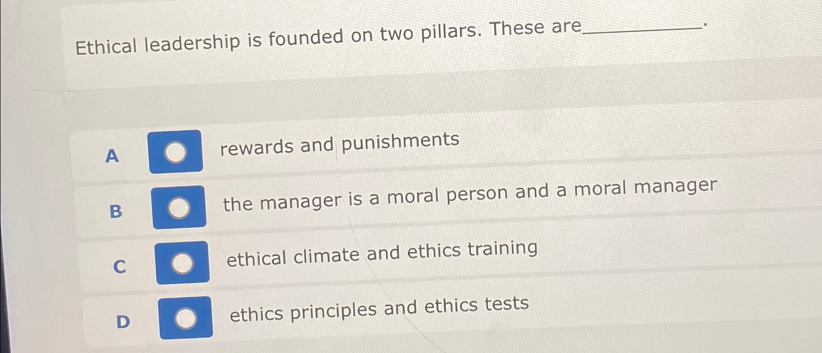 Solved Ethical leadership is founded on two pillars. These | Chegg.com
