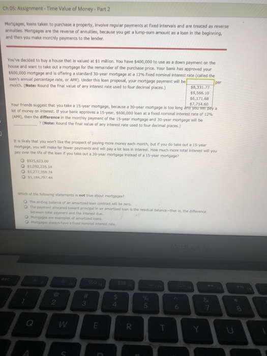 Solved Ch 05: Assignment - Time Value of Money - Part 2 | Chegg.com