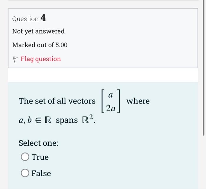 Solved Question 1 Not yet answered Marked out of 5.00 P Flag | Chegg.com