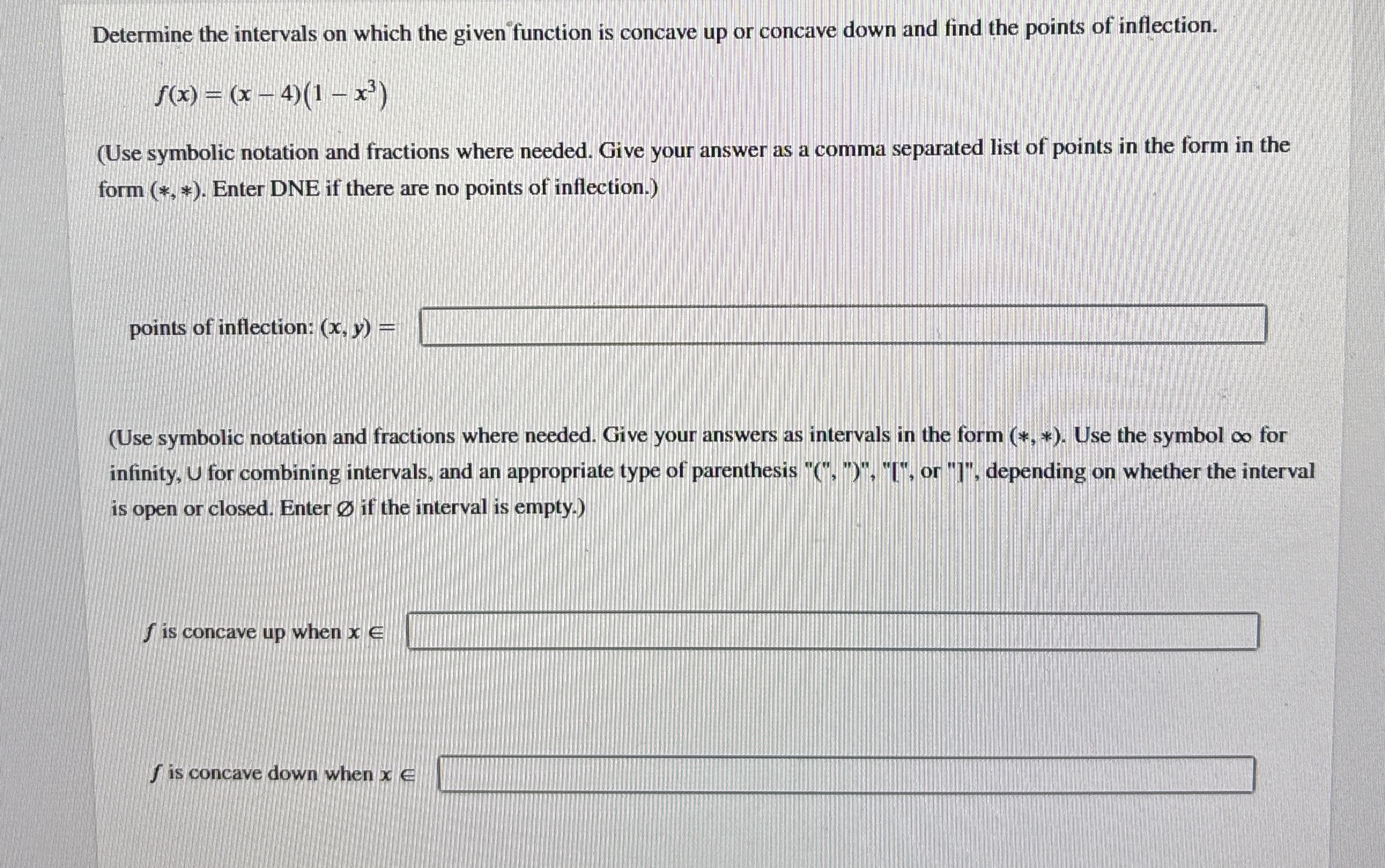 Solved Determine the intervals on which the given function | Chegg.com