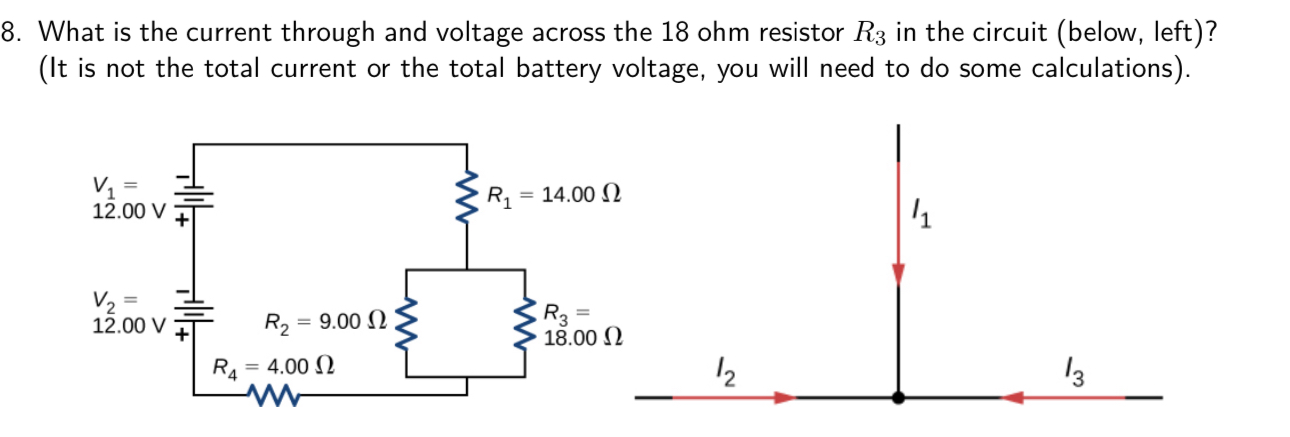 Solved What is the current through and voltage across the 18 | Chegg.com