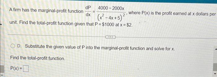 Solved A firm has the marginal-profit function | Chegg.com