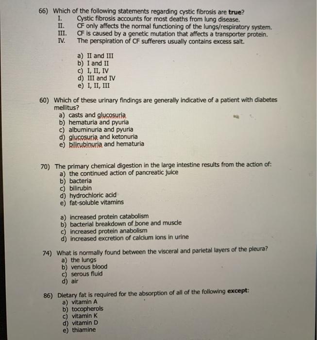 Solved 66) Which of the following statements regarding