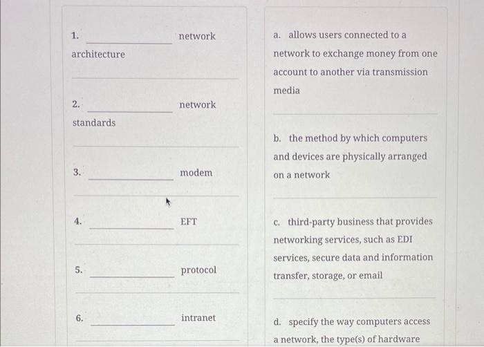 Solved 1. network a. allows users connected to a | Chegg.com