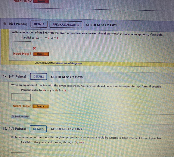 Solved Need Help? 11. [0/1 Points] DETAILS PREVIOUS ANSWERS | Chegg.com
