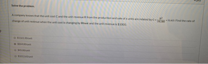 Solved Solve the problem A company knows that the unit cost | Chegg.com