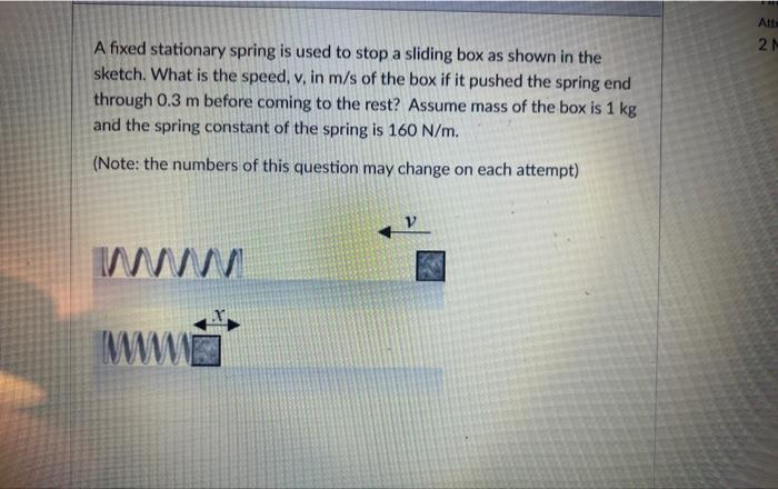 Solved A fixed stationary spring is used to stop a sliding | Chegg.com