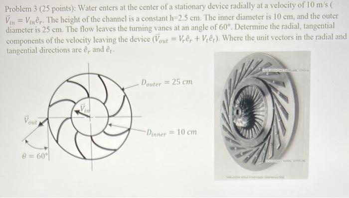 Solved Problem 3 ( 25 points): Water enters at the center of | Chegg.com