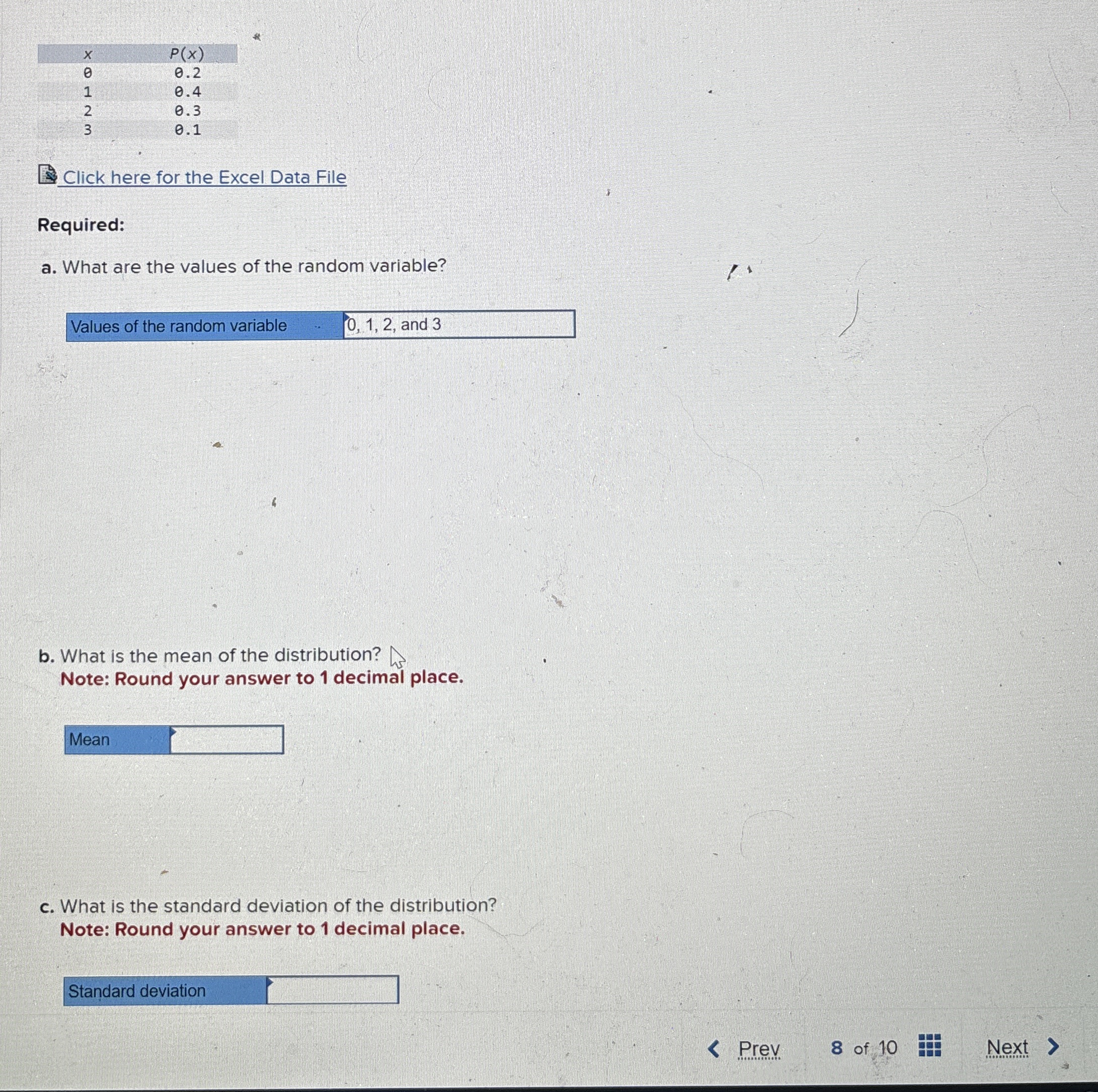 Solved Use the following discrete probability | Chegg.com