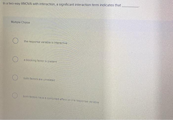 In a two-way ANOVA with interaction, a significant | Chegg.com