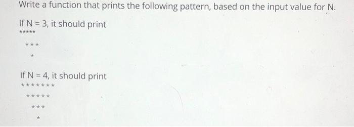 Solved Write a function that prints the following pattern, | Chegg.com