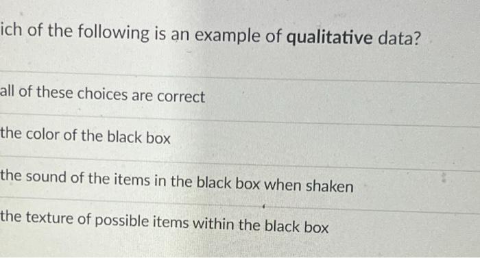 Solved ich of the following is an example of qualitative | Chegg.com