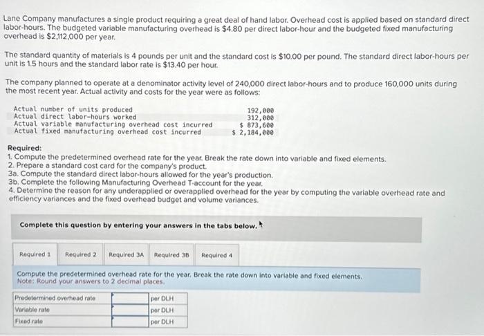 Solved Required: 1. Compute the predetermined overhead rate | Chegg.com