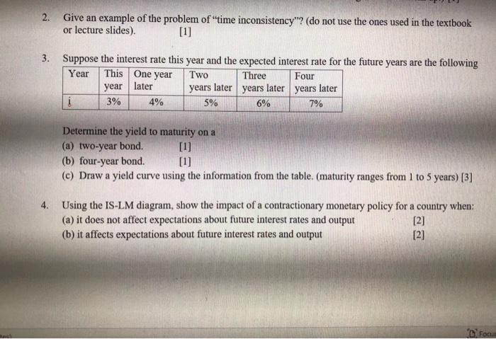 Solved 2. Give an example of the problem of time | Chegg.com