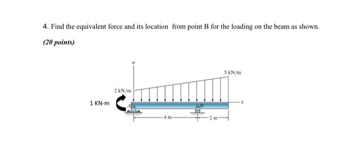 Solved 4. Find the equivalent force and its location from | Chegg.com